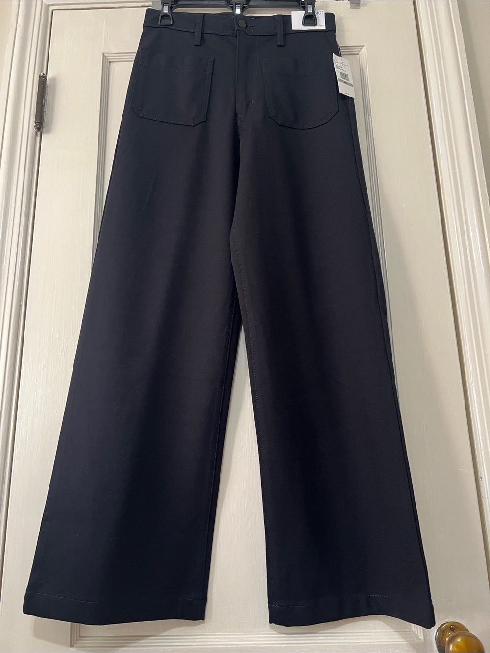 Jessica Simpson Wide-Leg Black Women’s Pants with Front Patch Pockets